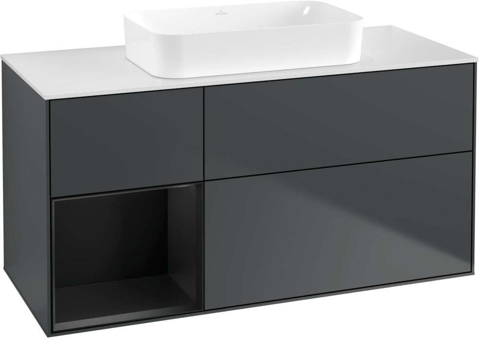 Villeroy & Boch Finion Waschbeckenunterschrank 1200 mm Walnut Veneer mit Beleuchtung