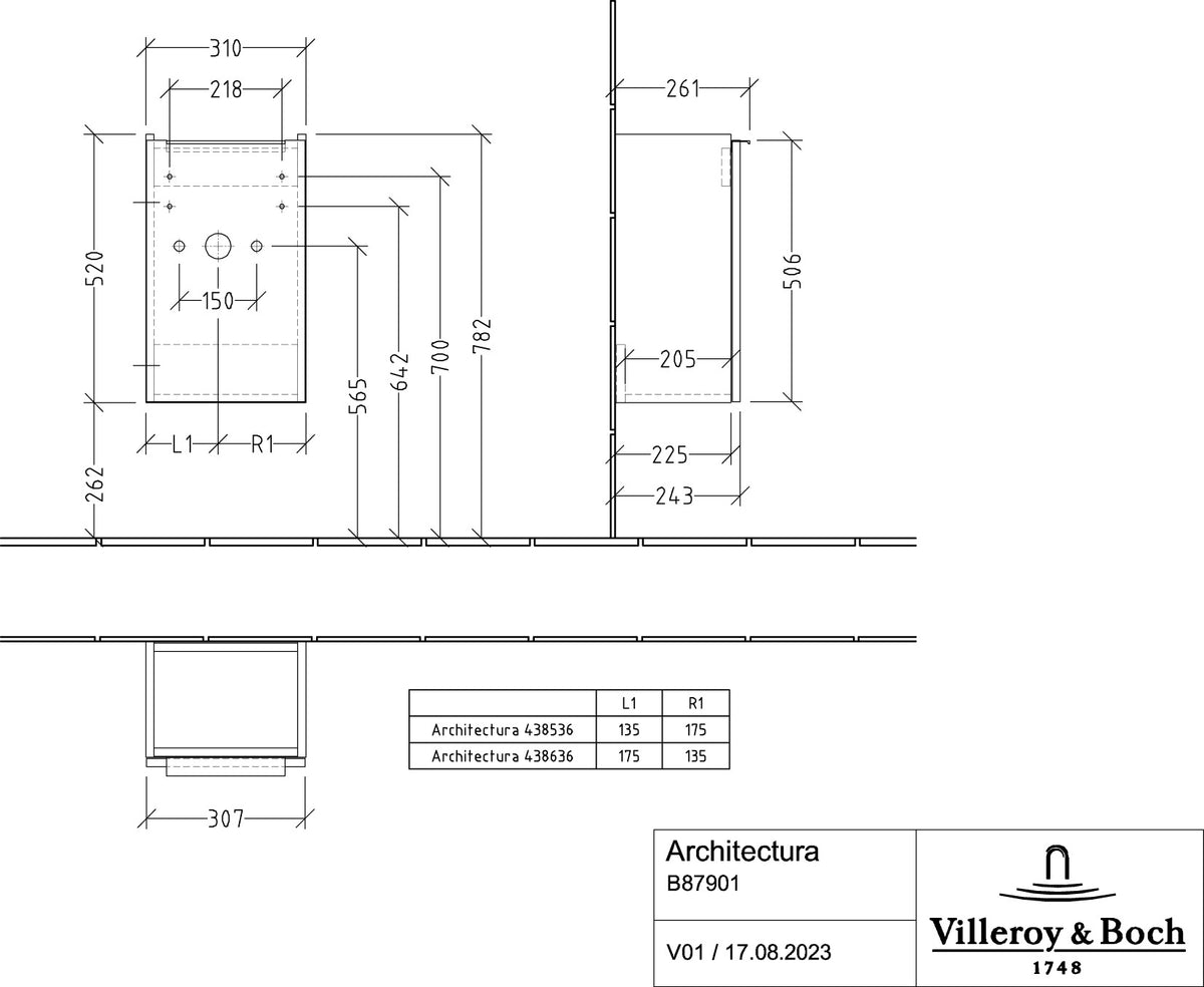Villeroy & Boch Architectura Waschbeckenunterschrank B87900 310 mm White Matt