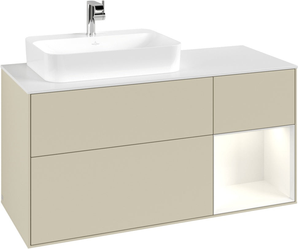 Villeroy & Boch Waschtischunterschrank Finion F401G 1200 mm Glossy White Lacquer mit Beleuchtung