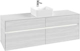 Villeroy & Boch Collaro Waschtischunterschrank 1600 mm mit LED-Beleuchtung und 4 Auszügen in Soft Grey