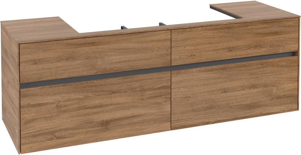 Villeroy & Boch Collaro Waschbeckenunterschrank 1600 mm Kansas Oak – 4 Auszüge, SoftClosing, wandmontiert