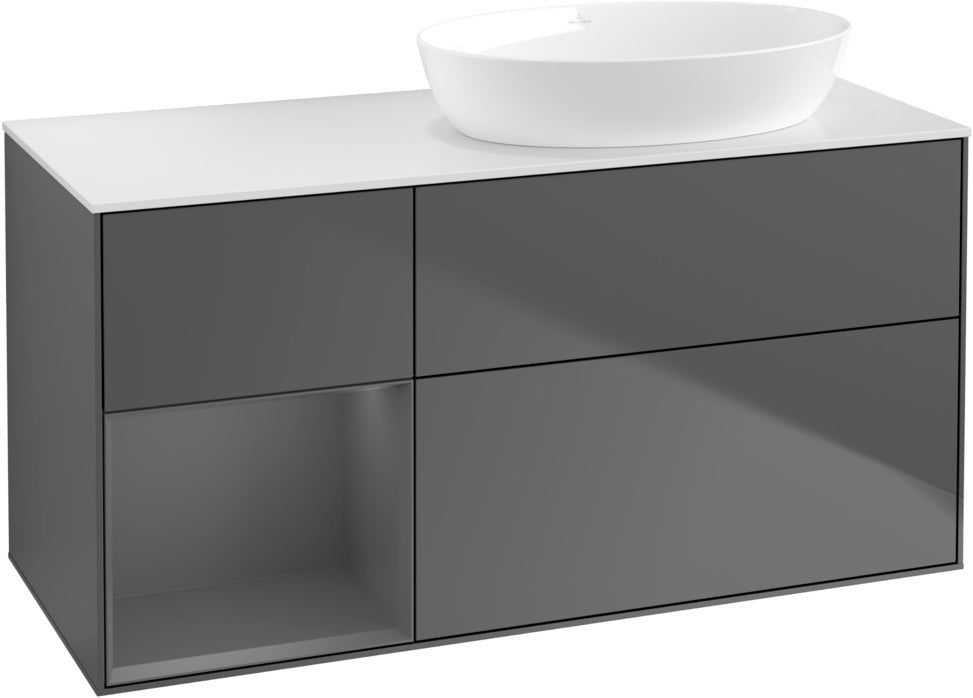 Villeroy & Boch Finion Waschtischunterschrank 1200 mm Glossy White Lacquer mit Beleuchtung