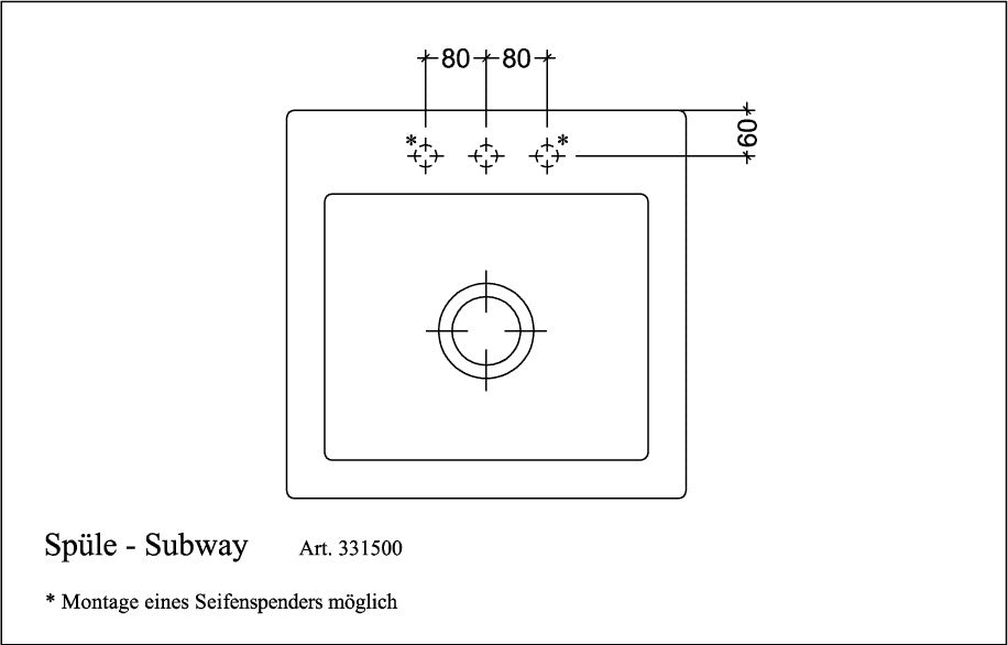 Villeroy & Boch Subway 50 S Einbauspüle Keramik Ebony CeramicPlus 525x510mm