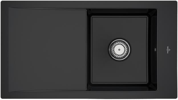 Villeroy & Boch Timeline 50 flat Einbauspüle 865x475mm Ebony CeramicPlus reversibel