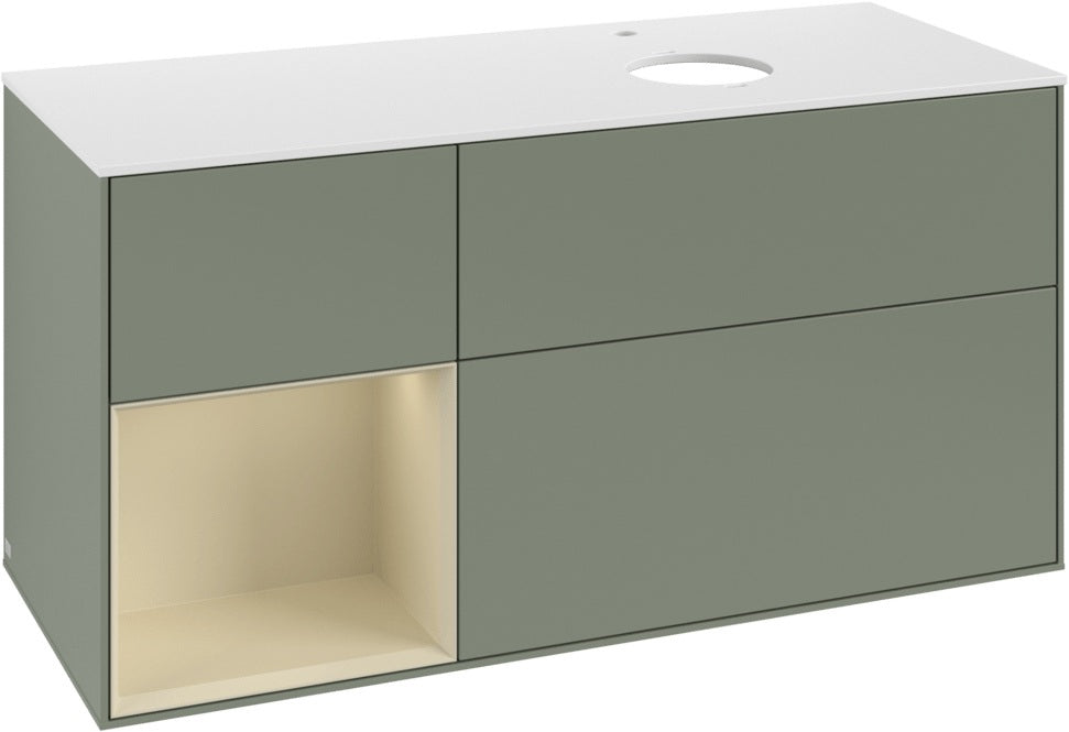 Villeroy & Boch Finion Waschbeckenunterschrank 1200 mm Glossy White Lacquer mit Beleuchtung