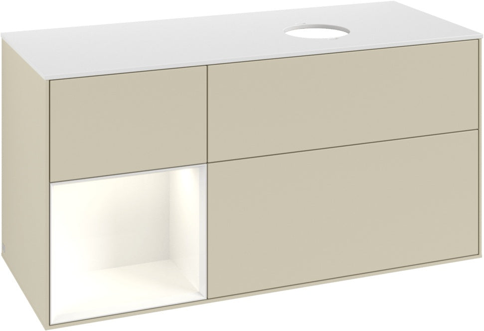 Villeroy & Boch Finion Waschtischunterschrank 1200 mm Glossy White Lacquer mit Beleuchtung