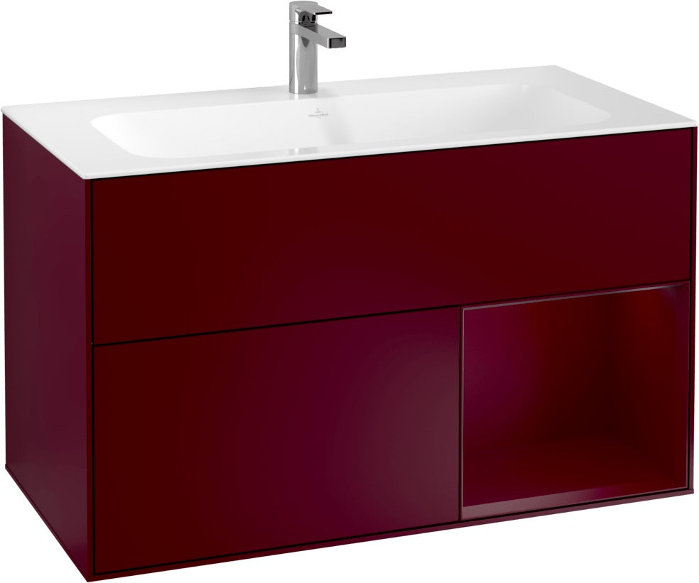 Villeroy & Boch Finion Waschtischunterschrank 996 mm Glossy White Lacquer mit LED-Beleuchtung