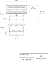 Villeroy & Boch Siebventil Zubehör 879850 verchromt – nicht verschließbar, 32 mm, Messing