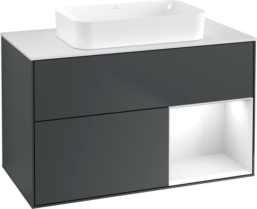 Villeroy & Boch Finion Waschtischunterschrank 1000 mm Glossy White Lacquer mit LED-Beleuchtung