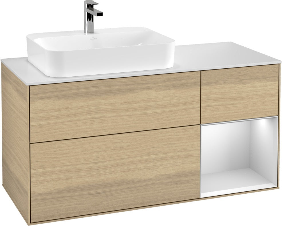Villeroy & Boch Waschtischunterschrank Finion F401G 1200 mm Glossy White Lacquer mit Beleuchtung