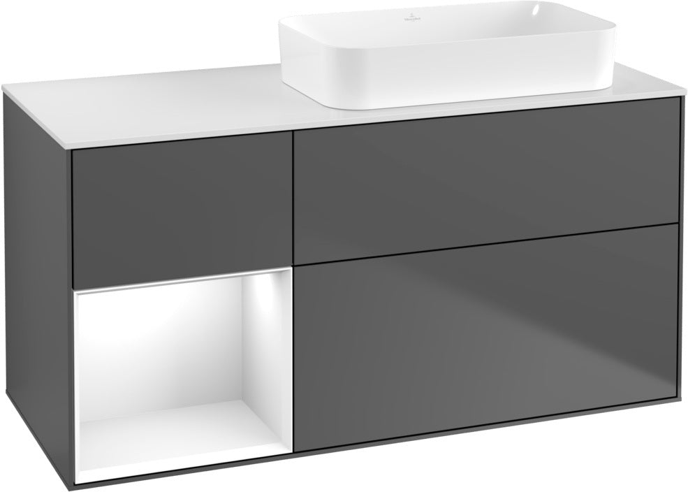 Villeroy & Boch Finion Waschtischunterschrank 1200 mm Glossy White mit Beleuchtung