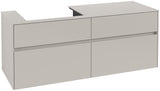 Villeroy & Boch Collaro Waschtischunterschrank 1400 mm Soft Grey mit 4 Auszügen und Becken links