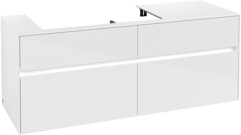 Villeroy & Boch Waschtischunterschrank Collaro C089 B0 1400 mm Glossy White mit LED-Beleuchtung