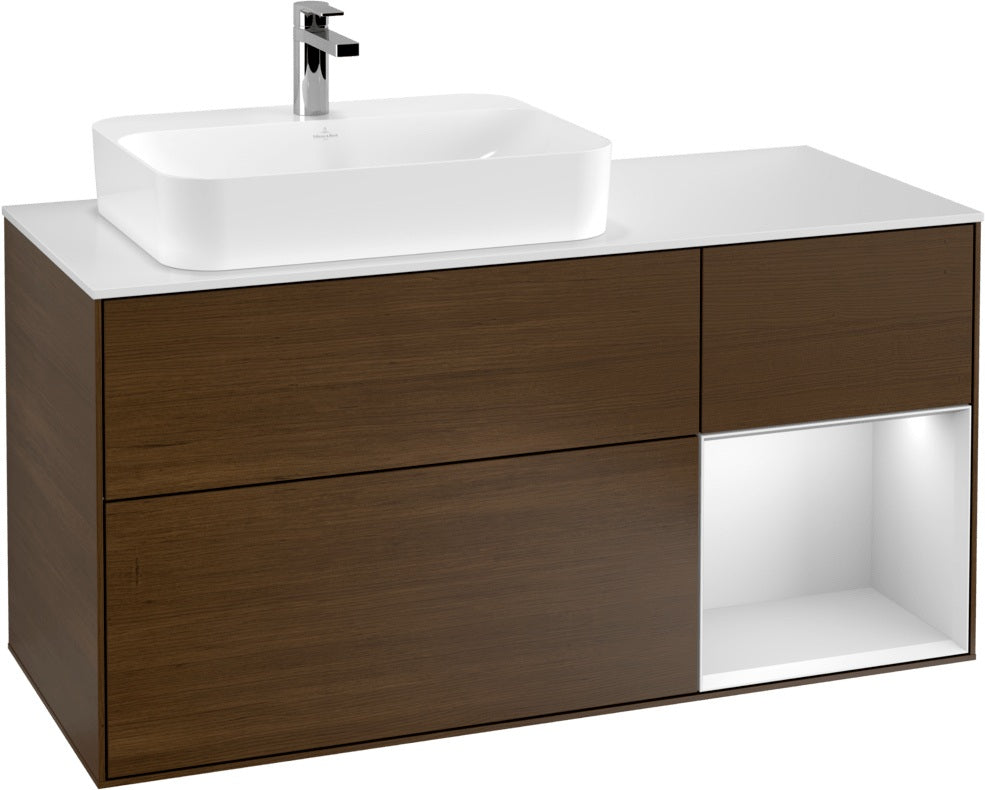 Villeroy & Boch Waschtischunterschrank Finion F401G 1200 mm Glossy White Lacquer mit Beleuchtung