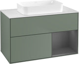 Villeroy & Boch Finion Waschbeckenunterschrank Olive Matt 1000 mm mit Beleuchtung