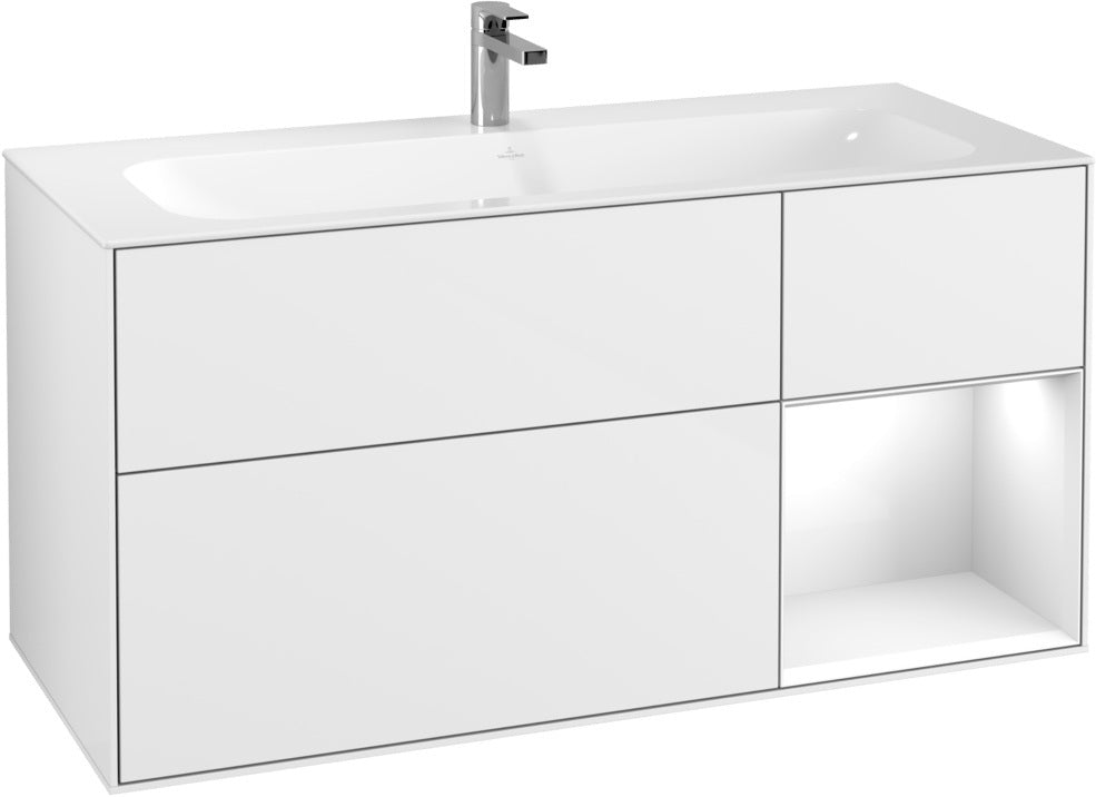 Villeroy & Boch Finion Waschbeckenunterschrank Glossy White Lacquer 1196 mm mit LED-Beleuchtung