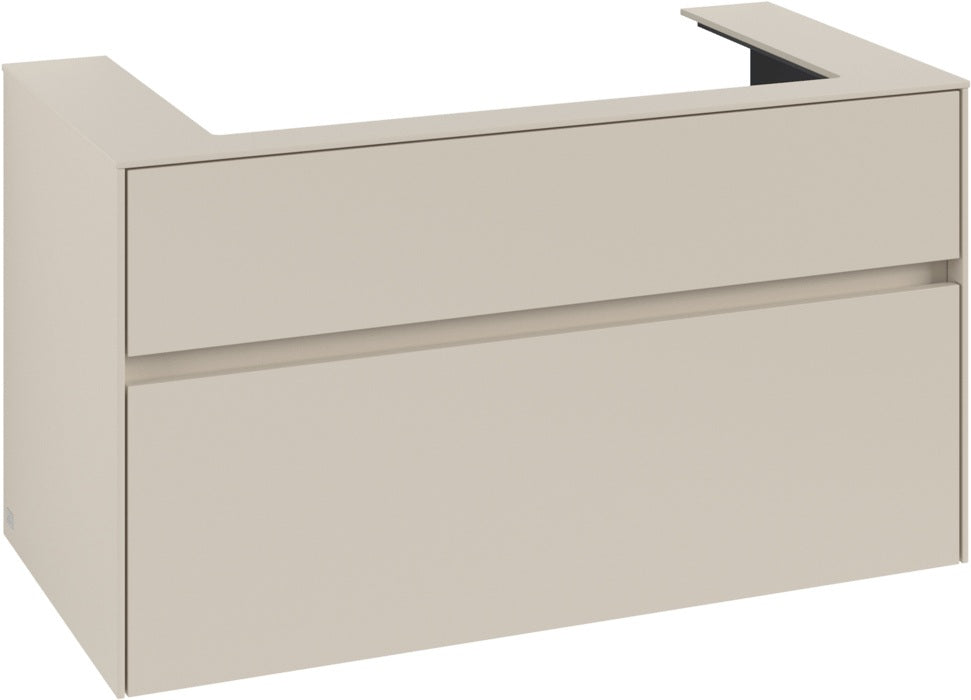 Villeroy & Boch Collaro Waschtischunterschrank 1000 mm mit LED-Beleuchtung und 2 Auszügen in White Wood