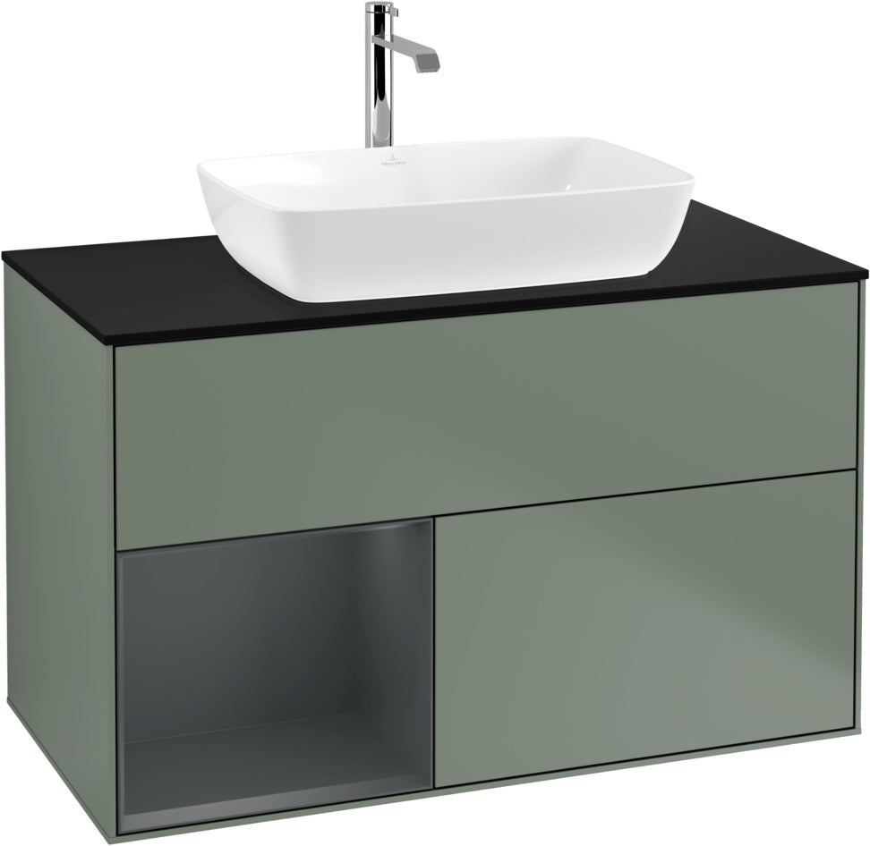 Villeroy & Boch Finion Waschbeckenunterschrank Glossy White mit Beleuchtung, 1000 mm