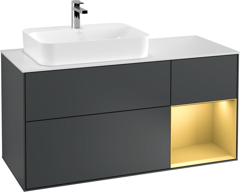 Villeroy & Boch Waschtischunterschrank Finion F401G 1200 mm Glossy White Lacquer mit Beleuchtung