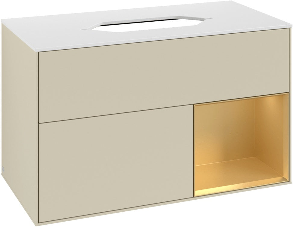 Villeroy & Boch Finion Waschbeckenunterschrank 1000 mm Silk Grey Matt mit Beleuchtung