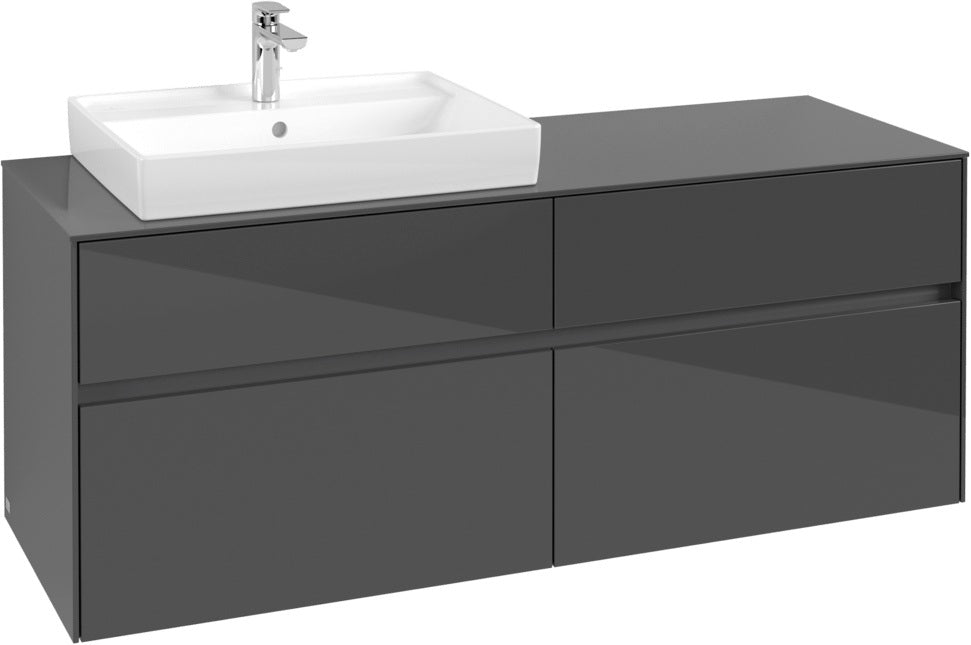 Villeroy & Boch Waschtischunterschrank Collaro C085 Glossy Grey 1400 mm mit 4 Auszügen
