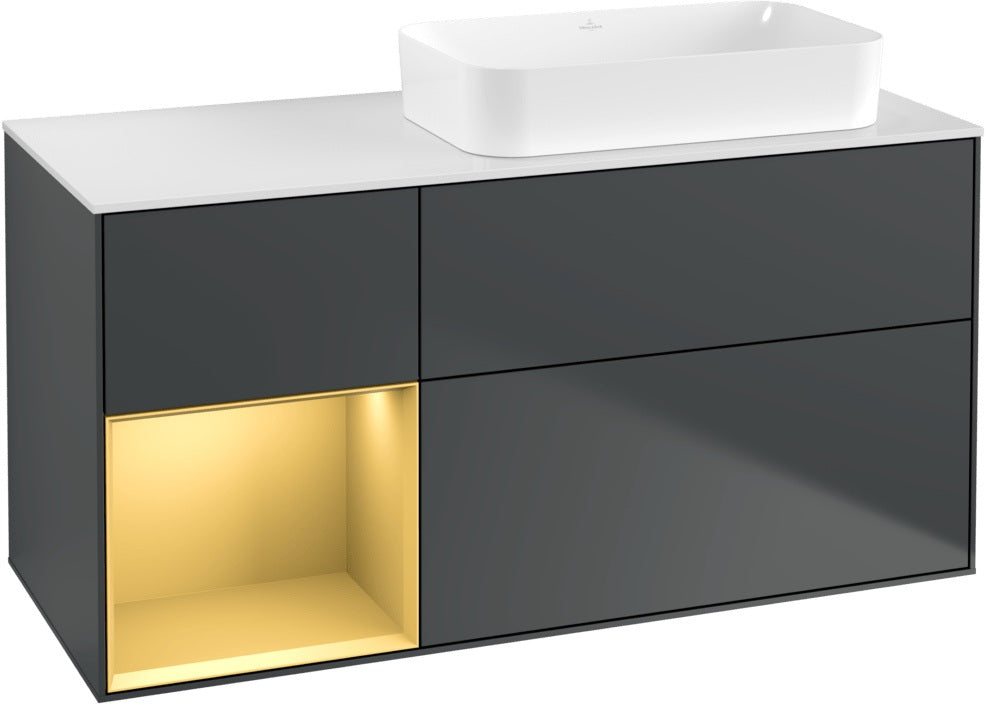 Villeroy & Boch Finion Waschtischunterschrank 1200 mm Glossy White mit Beleuchtung