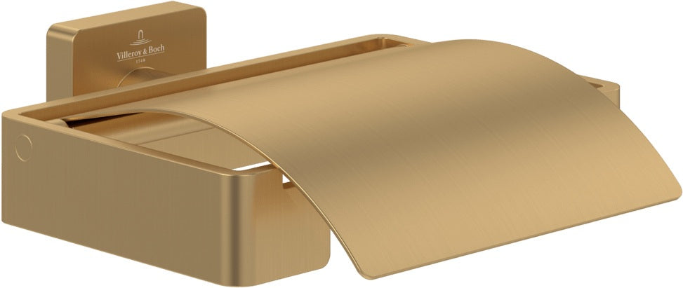 Villeroy & Boch Elements - Striking Toilettenpapierhalter mit Deckel, Wandmontage, Chrom, 131 x 115 x 45 mm