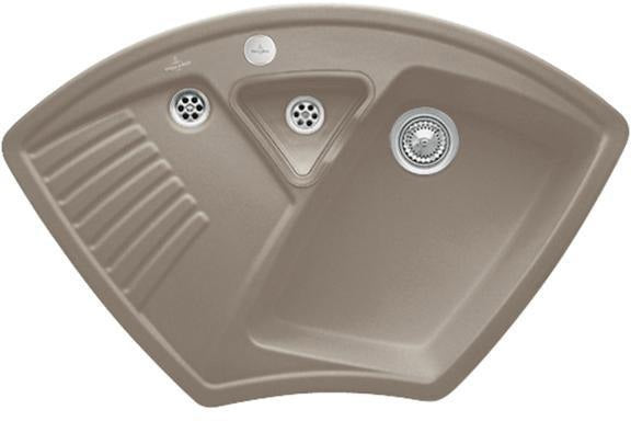 Villeroy & Boch Eckspüle Arena Eck 975x625mm Ivory CeramicPlus mit Ablaufgarnitur