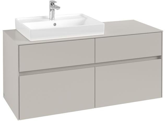 Villeroy & Boch Collaro Waschtischunterschrank 1200 mm, 4 Auszüge, Soft Grey, Becken links