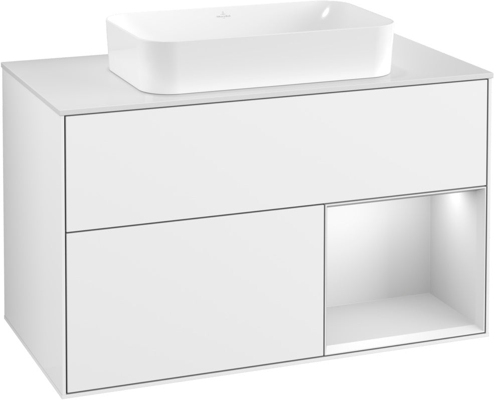 Villeroy & Boch Finion Waschtischunterschrank 1000 mm Glossy White Lacquer mit LED-Beleuchtung