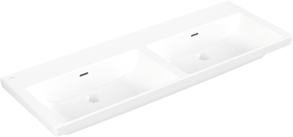 Villeroy & Boch Subway 3.0 Schrank-Doppelwaschtisch 1300 mm Weiß Alpin, TitanCeram, mit Überlauf, ohne Hahnloch