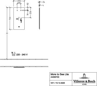 Villeroy & Boch More to See Lite Spiegel 650x750mm mit umlaufender LED-Beleuchtung