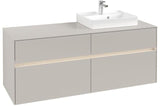 Villeroy & Boch Collaro Waschtischunterschrank 1400 mm mit LED-Beleuchtung und 4 Auszügen in Soft Grey