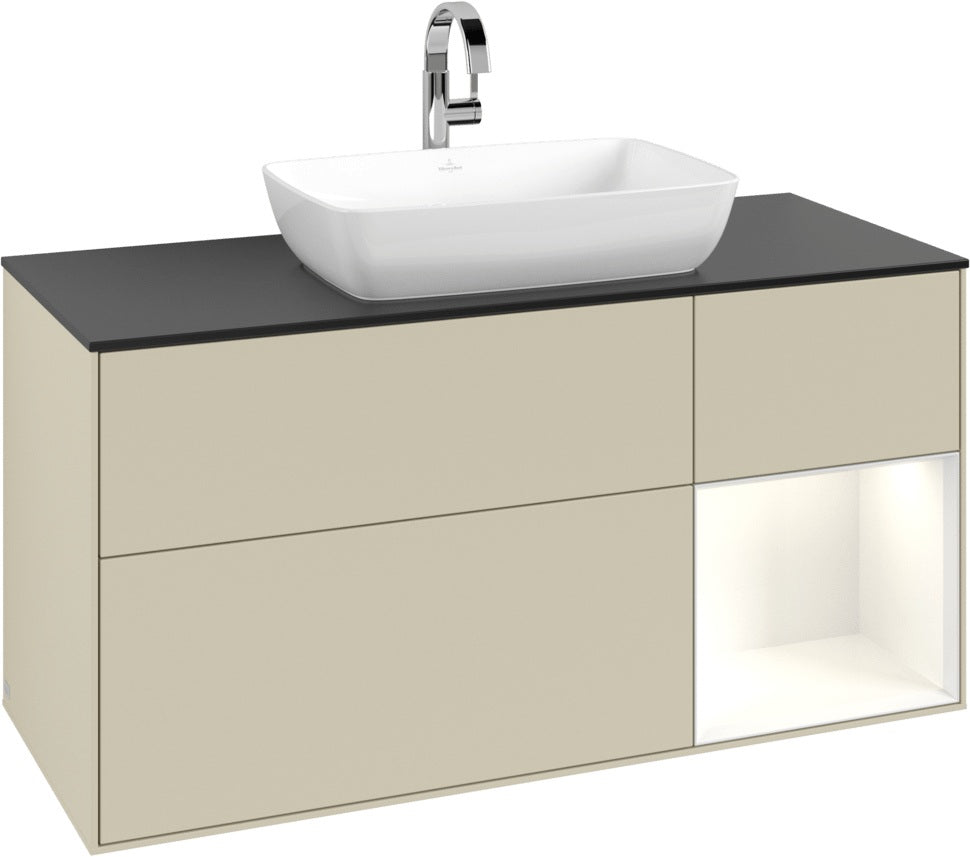 Villeroy & Boch Finion Waschbeckenunterschrank 1200 mm Glossy White Lacquer mit Beleuchtung