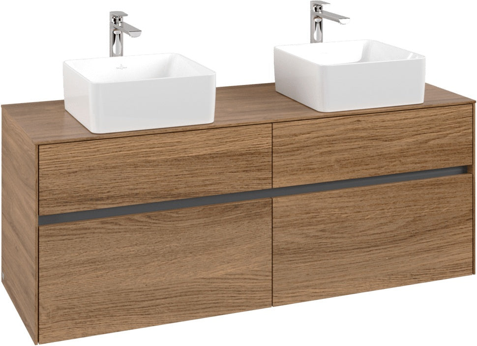 Villeroy & Boch Waschtischunterschrank Collaro 1400 mm Eiche Kansas Oak mit 4 Auszügen