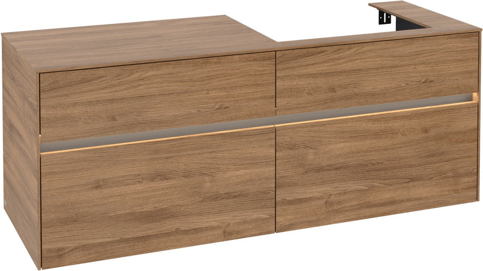 Villeroy & Boch Waschtischunterschrank Collaro C086 B0 1400 mm Kansas Oak mit Beleuchtung