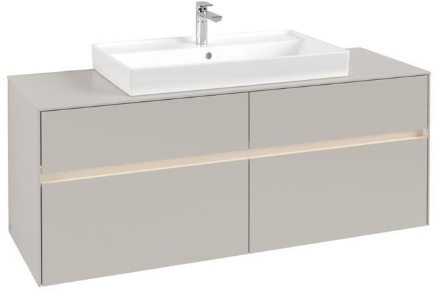 Villeroy & Boch Collaro Waschtischunterschrank 1400 mm mit LED-Beleuchtung und 4 Auszügen in Truffle Grey