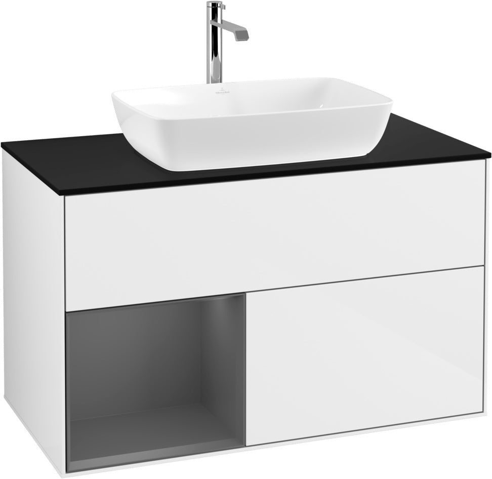 Villeroy & Boch Finion Waschbeckenunterschrank Glossy White mit Beleuchtung, 1000 mm