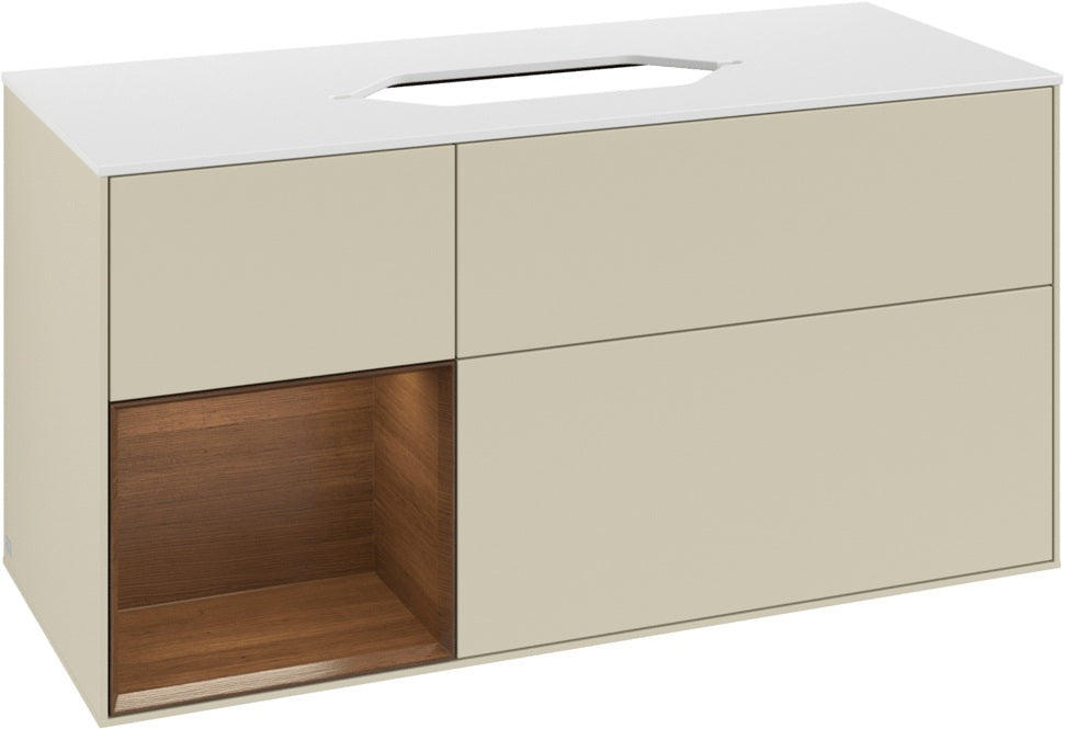 Villeroy & Boch Finion Waschbeckenunterschrank 1200 mm Walnut Veneer mit Beleuchtung