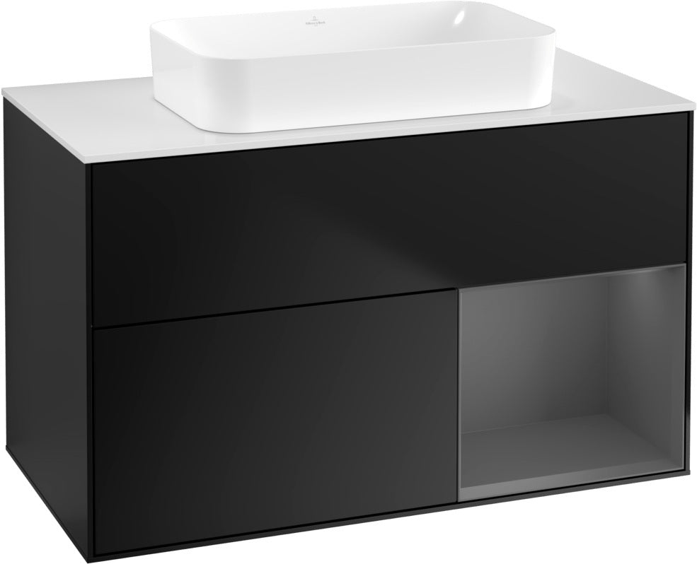Villeroy & Boch Finion Waschbeckenunterschrank 1000 mm Black Matt Lacquer mit Beleuchtung