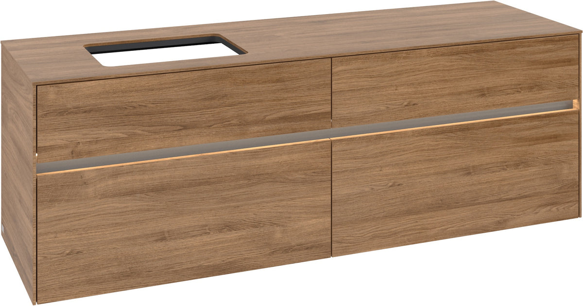 Villeroy & Boch Waschtischunterschrank Collaro C121 B0 1600 mm Kansas Oak mit LED-Beleuchtung und SoftClosing