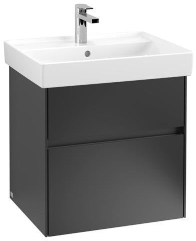 Villeroy & Boch Collaro Waschtischunterschrank mit LED-Beleuchtung, 554 mm, Black Matt Lacquer