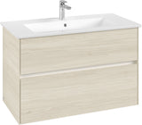 Villeroy & Boch Collaro Waschbeckenunterschrank 961 mm White Oak mit LED-Beleuchtung