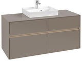 Villeroy & Boch Collaro Waschtischunterbau 1200 mm mit LED-Beleuchtung und 4 Auszügen in Truffle Grey