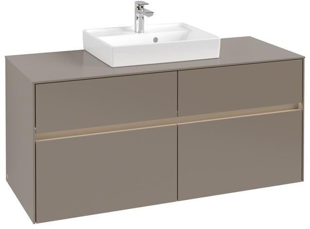 Villeroy & Boch Collaro Waschtischunterbau 1200 mm mit LED-Beleuchtung und 4 Auszügen in Truffle Grey