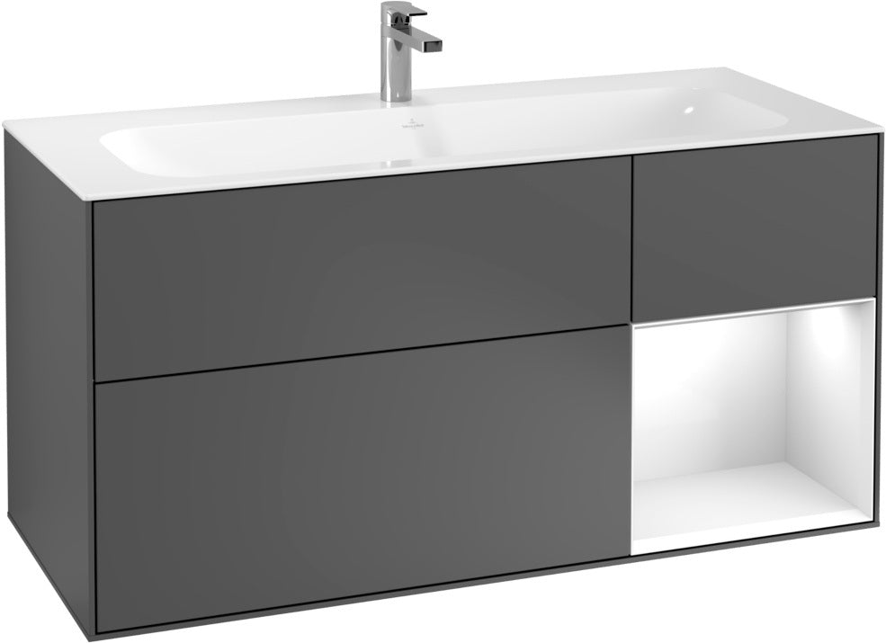 Villeroy & Boch Finion Waschbeckenunterschrank Glossy White Lacquer 1196 mm mit LED-Beleuchtung