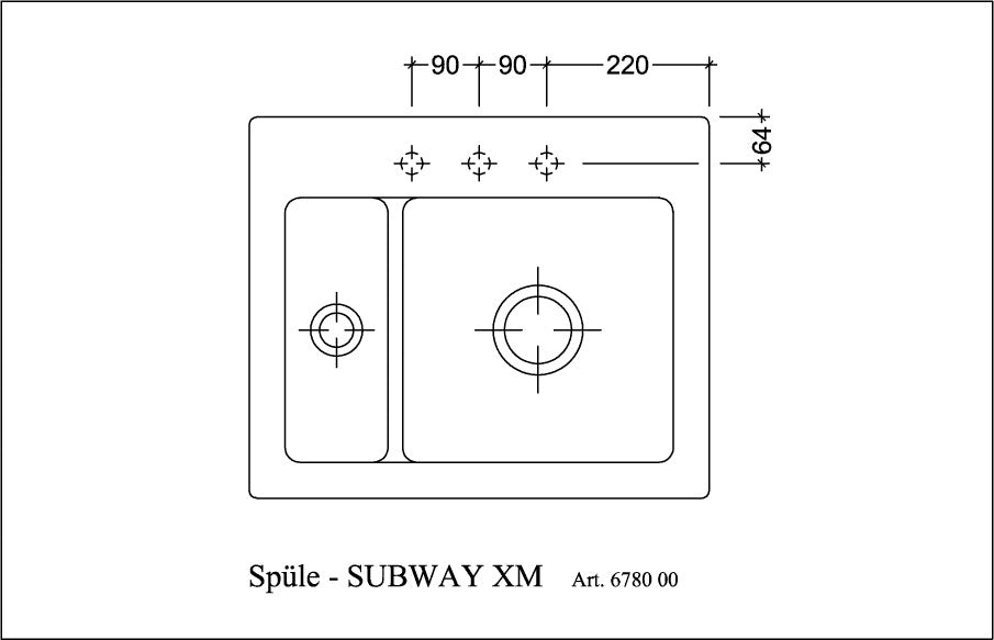 Villeroy & Boch Einbauspüle Subway 60 XM Keramik Ebony CeramicPlus 620x510mm