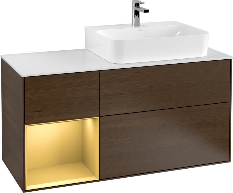 Villeroy & Boch Waschtischunterschrank Finion G141G 1200 mm Glossy White mit LED-Beleuchtung