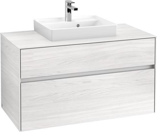 Villeroy & Boch Collaro Waschtischunterschrank 1000 mm mit LED-Beleuchtung White Wood
