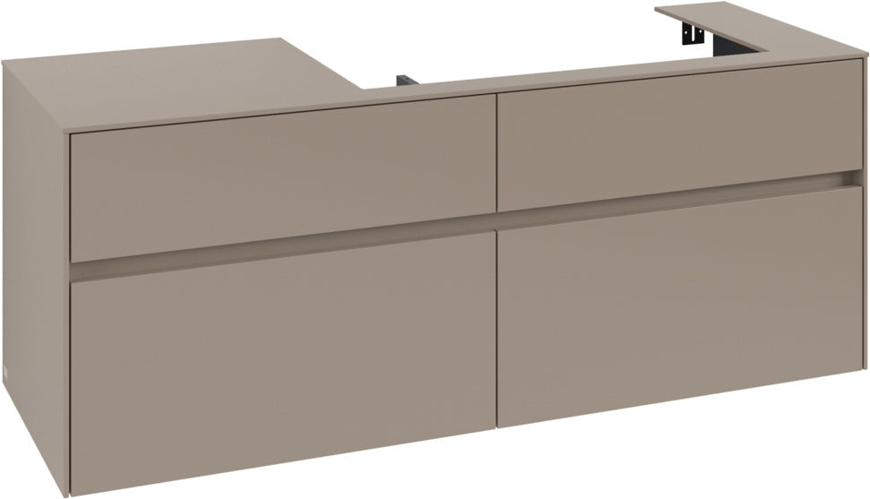 Villeroy & Boch Collaro Waschbeckenunterschrank 1400 mm Taupe mit Beleuchtung und SoftClosing